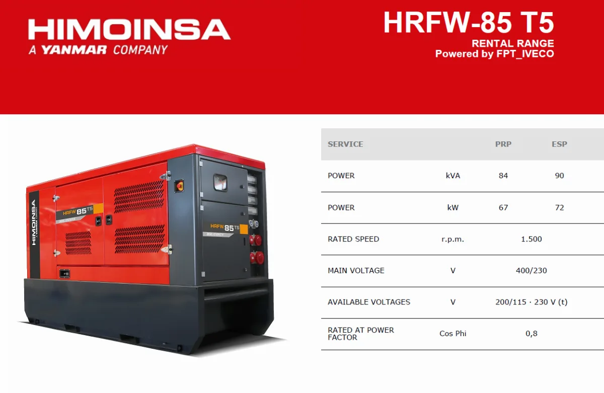 HIMOINSA HRYW-85 T5 – ქირავდება დიზელ გენერატორი – 68 kW