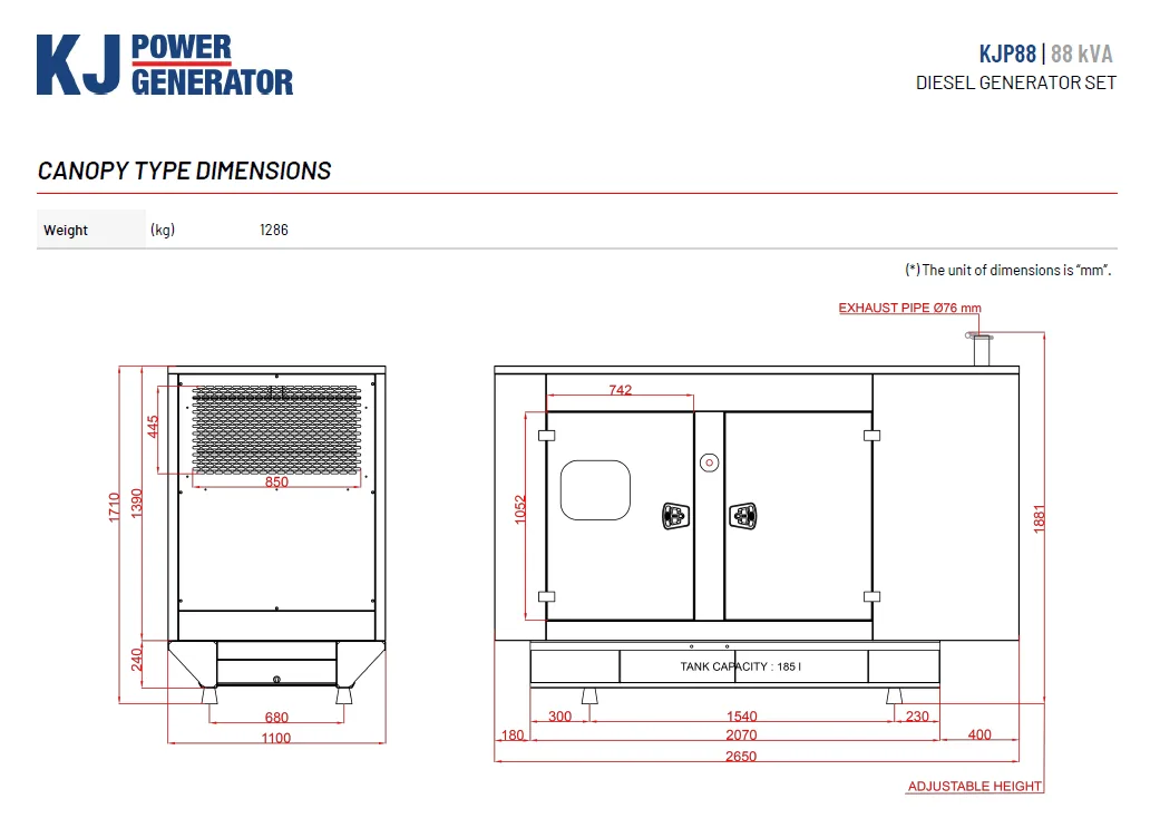 KJ POWER 88 kVA – ქირავდება დიზელ გენერატორი – 64 kW